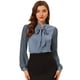 thumbnail image 1 of INSPIRE CHIC Blusa De Manga Larga De Gasa Con Cuello Anudado Para Mujer Azul gris claro XL, 1 of 4