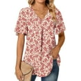thumbnail image 3 of Fantaslook Womens Tops Dressy Blouses V Neck Short Sleeve Tunic Tops Casual Work Shirts, 3 of 8