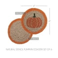 thumbnail image 3 of VHC Brands Harvest Blessings Natural Stencil Pumpkin Jute Coaster Set of 6, Decorative Fall Coasters, Table Decor for Fall Thanksgiving and Halloween, 3 of 3