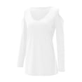 thumbnail image 5 of MEICHEN Spring and Summer Women's Clothing Color Cotton Fashion Solid Color Strapless Long Sleeved T Shirt, 5 of 6