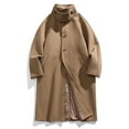 thumbnail image 3 of Timoontee Men's Pea Coat Solid Single Breasted Outerwear Long Sleeve Stand Collar Jacket Coat Casual Fashion Trentch Coat Fall Winter Overcoat Khaki M, 3 of 9
