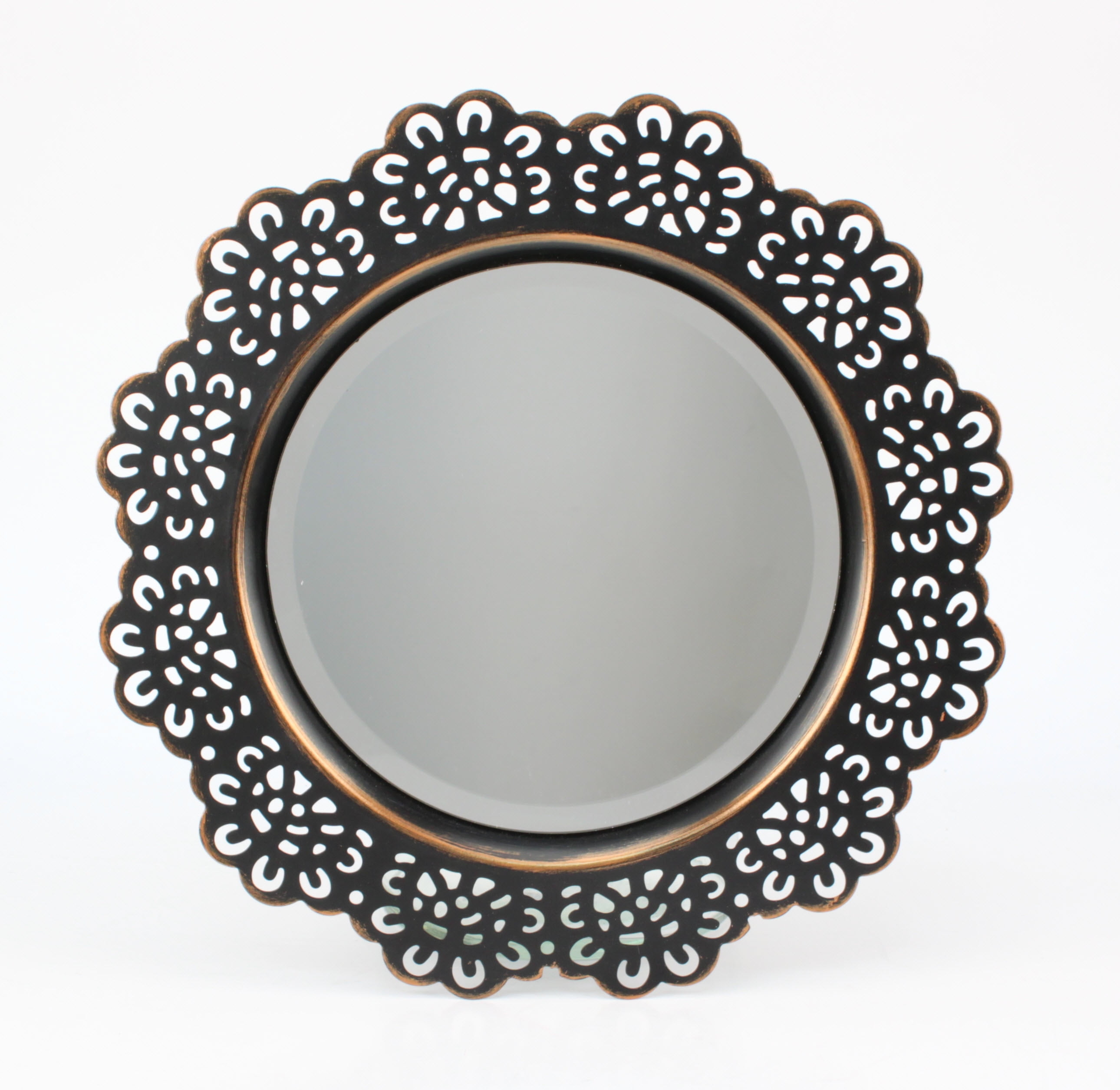 Stonebriar 12.5" Decorative Metal Lace Mirror, Black