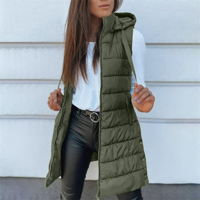 Doudoune Sans Manches pour Femmes, Manteau Chaud Matelassé, Veste à Capuche Automne Hiver