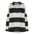 thumbnail image 3 of EINCcm Women’s Oversized Striped Polo Sweatshirt Long Sleeve V Neck Lapel Collared Polo Shirts 2024 Fall Pullover Tops, 3 of 5