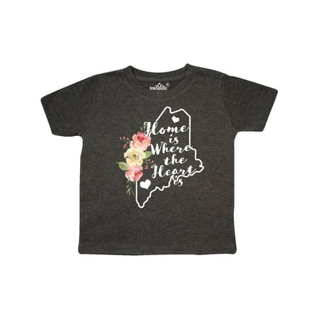 

Inktastic Maine Home is Where the Heart is with Watercolor Floral Gift Toddler Boy or Toddler Girl T-Shirt