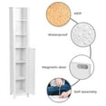 thumbnail image 5 of Tall White Bathroom Storage Cabinet with Open Shelves and Vented Door, Slim Linen Cabinet for Compact Bathroom Organization, Santorin Collection, 5 of 9