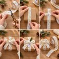 thumbnail image 5 of QISIWOLE Christmas Ribbon, 180 Inch x 0.98 Inch Soft Polyester Craft Trim for Holiday Gift Wrapping, Wreath Bows and Christmas Tree Decor, White Gold Star Ribbon, 5 of 6