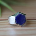 thumbnail image 6 of Lapis Lazuli Ring, Hexagon Ring, Blue Stone Ring, Bold Statement Ring, Men's Signet Ring, Geometric Ring, Boho Ring, Unisex Ring, Gift Item, 6 of 6