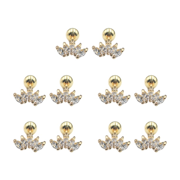 Qarigey 5 piezas de aretes de circón para niñas hermosas, accesorio de moda, aretes pequeños, regalo de festival, vestido femenino, adorno blanco S Ropa, zapatos y accesorios Miscelánea Dorado S Qarigey AP009683-06B
