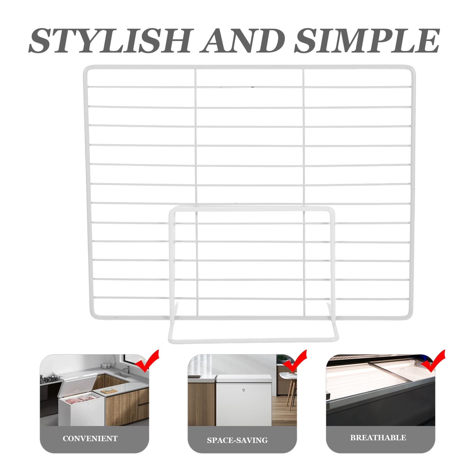 Luxshiny 2-Pack White Metal Mesh Adjustable Refrigerator Shelf Dividers Wire Partition for Freezer and Fridge Storage Organization