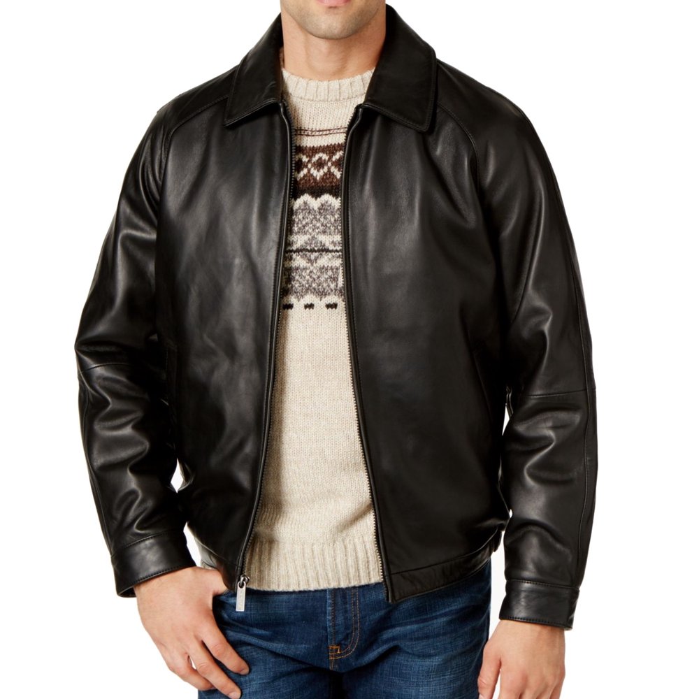 Nautica Nautica NEW Deep Black Mens Size Large L Motorcycle Faux