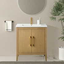 Vanity Art 30” Single Sink Bathroom Vanity Cabinet with Ceramic Countertop
