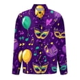 thumbnail image 4 of LEKWK Women's Mardi Gras Tops Leopard Glitter Print Button Down Blouses Dressy Casual Long Sleeve Lapel Neck Casual Work Office Outfits, 4 of 5