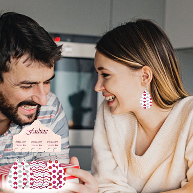 Heliisoer Boucles d'Oreilles en Cuir pour la Saint-Valentin en Forme de Cœur