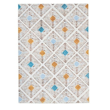 Linon Motif Printed Faux Rabbit Blinx Ivory Tan 3x5, Rug