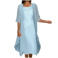 thumbnail image 3 of JURANMO Womens Dresses Two Piece Summer Sets Elegant Wedding Guest Dresses with Flowy Chiffon Cardigan Casual Midi Dress Vacation Baech Outfits Light Blue M Prime Today, 3 of 7