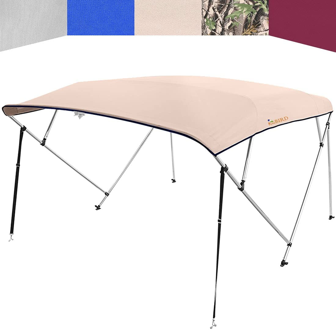 KING BIRD 4 Bow Bimini Top Cover Sun Shade Boat Canopy Waterproof 1 Inch Stainless Aluminum Frame 54 Height with Rear Support Poles and Storage Boot 5 Colors 5 Sizes 