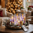 thumbnail image 3 of Goyuon Lavender Flameless Candles, Battery Operated LED Pillar Candles with 2/4/6/8H Timer, Flickering Candle for Wedding, Holiday, Spring Decor, Set of 3 (D3”x H4” 5” 6”), 3 of 6