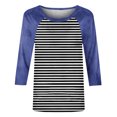 thumbnail image 4 of TKLPEHG 3/4 Length Sleeve Womens Tops Crew Neck Raglan Sleeve Three-quarter Sleeve Shirt Fashion Comfy Loose Fall Tops Striped Print Lightweight Casual Blouses Pullover (Multicolor,M), 4 of 8