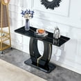 thumbnail image 3 of Sumdeal Modern Console Table for Entryway,47" Console Entryway Table w/Faux Marble Top & U Shape Pedestal Base,Long Narrow Console Sofa Table Entrance Hallway Table for Living Room Behind Couch,Black, 3 of 10