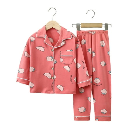 

Esaierr Kids Baby Boys Girls Spring Fall Pajamas Pj 2Pcs Outfit Set Little Boys Girls Long-Sleeve Loungewear Outfit Button Casual Cute Sleep Toddler Sleepwear Jammies Outfit Size 1-10Y