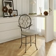thumbnail image 5 of HH2 Home O'Malley Metal Vanity Stool, Antique Brass with Beige Fabric, 5 of 16