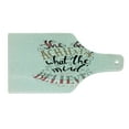 thumbnail image 2 of Fitness Cutting Board, Body Achieves What Mind Believes Calligraphy Inspiration, Decorative Tempered Glass Cutting and Serving Board, Wine Bottle Shape, Multicolor, by Ambesonne, 2 of 5