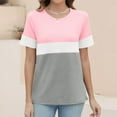 thumbnail image 5 of Rezuofi 2 Pcs Women’s T Shirts Short Sleeve Color Block Tops Casual Summer Fashion Tees, 5 of 7