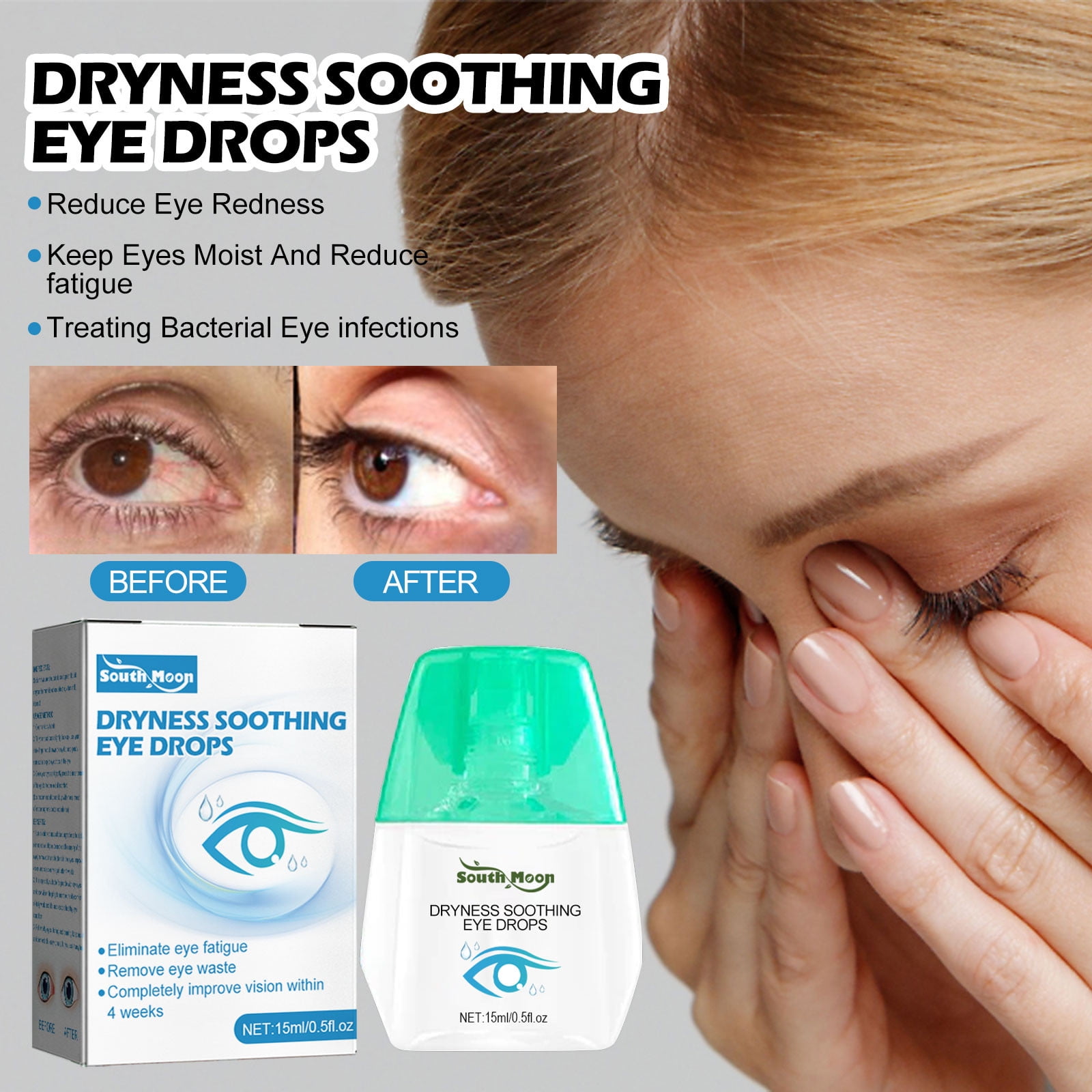 Hxroolrp 15ml Dry Eye Natural Extract Eye Drops, Dry and Soothing Eye