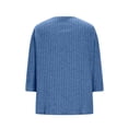thumbnail image 6 of Women's Fall Fashion Tee Shirt New Knitted Pullover Tops for Women 3/4 Sleeve Lace Blouses Dressy Casual Crew Neck Loose Comfy Tunic Shirt Blue XXL, 6 of 8