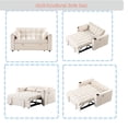 thumbnail image 5 of Euroco 4 in 1 Multi-functional Sofa Bed 55 inch Convertible Sofa Bed with Cup Holder and USB Port for Living Room Apartments, White, 5 of 8