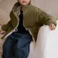 thumbnail image 5 of Meresysid Toddler Kids Infant Long Sleeve Hoodless Casual Outwear Children's Fashion Solid Color Zipper Pocket High Neck Warmd Hooded Casual Jacket/jacket Olive&nbsp;Green, 5 of 5