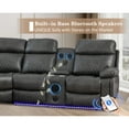thumbnail image 4 of Hybition Power Reclining Sofa, Grey Faux Leather, L-Shaped with LED Lights, Bluetooth Speakers, Cup Holders, USB Outlets, Storage, 4 of 8