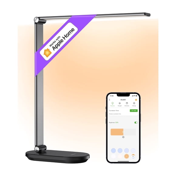 VOCOlinc Lampe de Bureau, Lampe de Bureau LED Protectrice pour Bureau à Domicile, Compatible avec Homekit Alexa Google, Lampe de Bureau Intelligente avec Gradation Continue, Minuterie, Travail pour Lecture, Étude, Artisanat