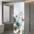 thumbnail image 3 of Teal Tulip Butterfly Window Privacy Film, Beige Turquoise Floral Blue Coastal Static Cling UV Sun Blocking Heat Control Window Tint Day and Night, Non-Adhesive One Way Privacy Cover 29.5''x78.7'', 3 of 7