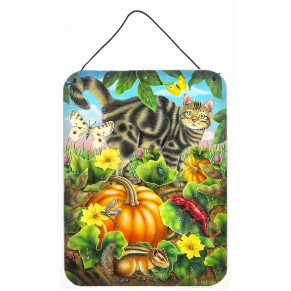 Carolines Treasures PRS4016DS1216 Cat Fuzzy in the Pumpkin Patch Wall or Door Hanging Prints 12x16 multicolor