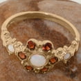 thumbnail image 5 of LBG British Made 9k Rose Gold Real Genuine Opal & Garnet Womens Promise Ring - 33 size options - Size 8.25, 5 of 7