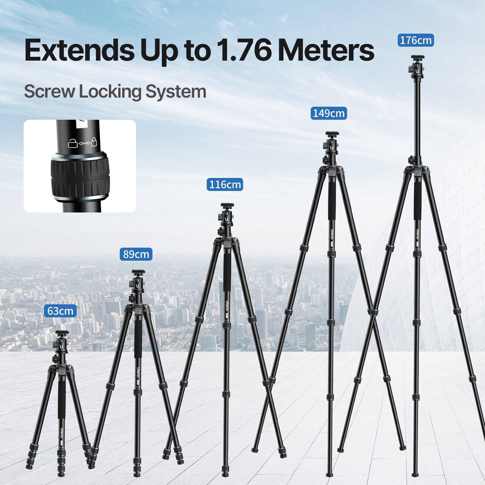 Ulanzi MT-59 Aluminum Multifunction Tripod & Monopod with 360° Ball Head, Arca-Compatible Camera Stand for DSLR Cameras & Smartphones