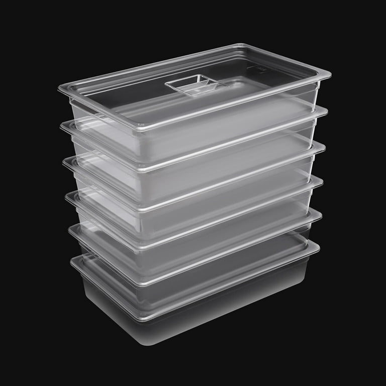 meekoo Set of 3 Food Container Sets Square Food Storage Containers with  Lids 4 Quart Large Plastic Brining Container with Lid Commercial Clear