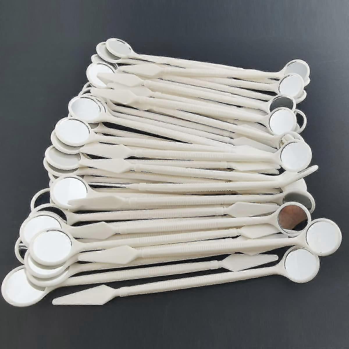 100pcs Disposable Dental Mirror Exam Mouth Mirrors With Handle End ...