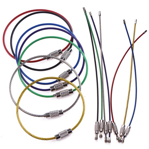 7 Uds De cuerdas de alambre de acero inoxidable mosquetón Cables Ndcxsfigh colgantes para llaves herramienta EDC