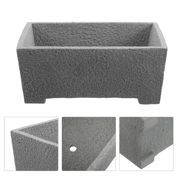 OUNONA Grey Stone Rectangular Planter Container for and Cacti, Perfect for Office, Garden, Indoor Plant Decoration