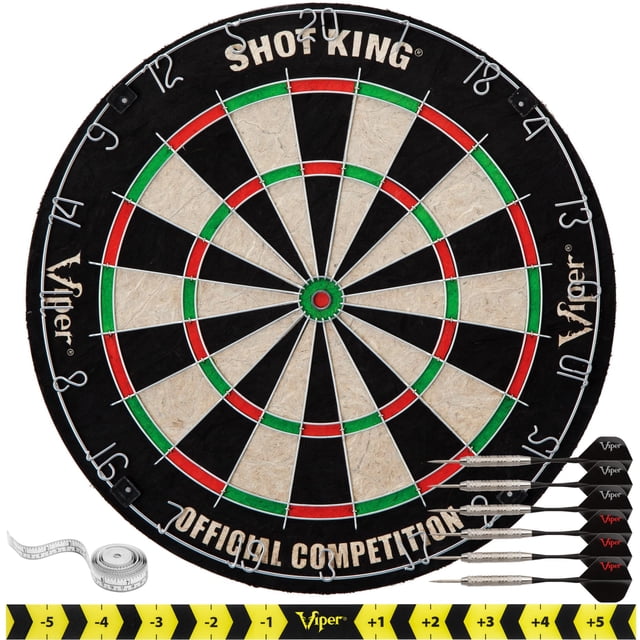 Juego de dardos Viper Shot King con punta de acero con 6 dardos, color negro