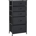 thumbnail image 1 of LLLLZASD  Fabric Dresser with 5 Drawers, Vertical Dresser Storage Tower, Storage Cabinet Organizer Unit for Bedroom, Living Room, Closet, Entryway, Hallway, Nursery Room, Black, 1 of 17