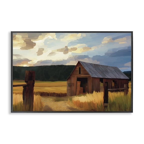 Stupell Industries Farmhouse Harvest Time Autumn Barn Black Framed Giclee Art, 18 x 12, by Renel Peters