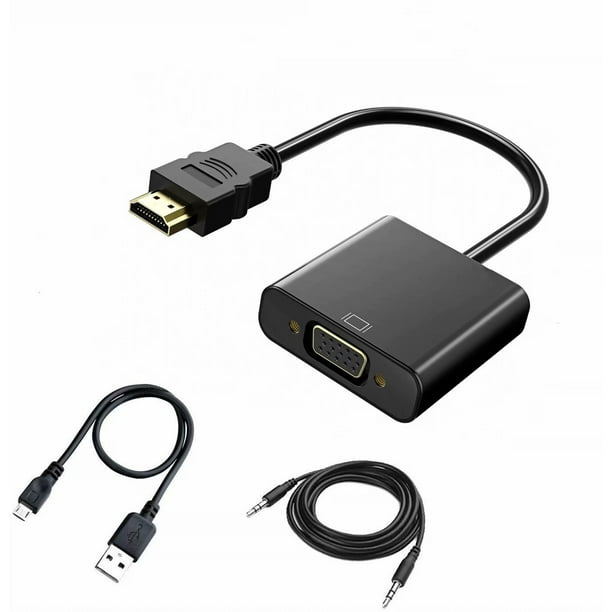 HDMI to with Audio Adapter, Gold-Plated 1080P Active HDMI to VGA Adapter Video Converter Male to Female with Micro USB and 3.5mm Audio Port PC/Laptop/DVD - Walmart.com