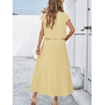 thumbnail image 6 of Summer Skirt Sets Women 2 Piece Outfits Cap Sleeve Top Elastic Waist Maxi Dress Sets with Pockets, 6 of 6