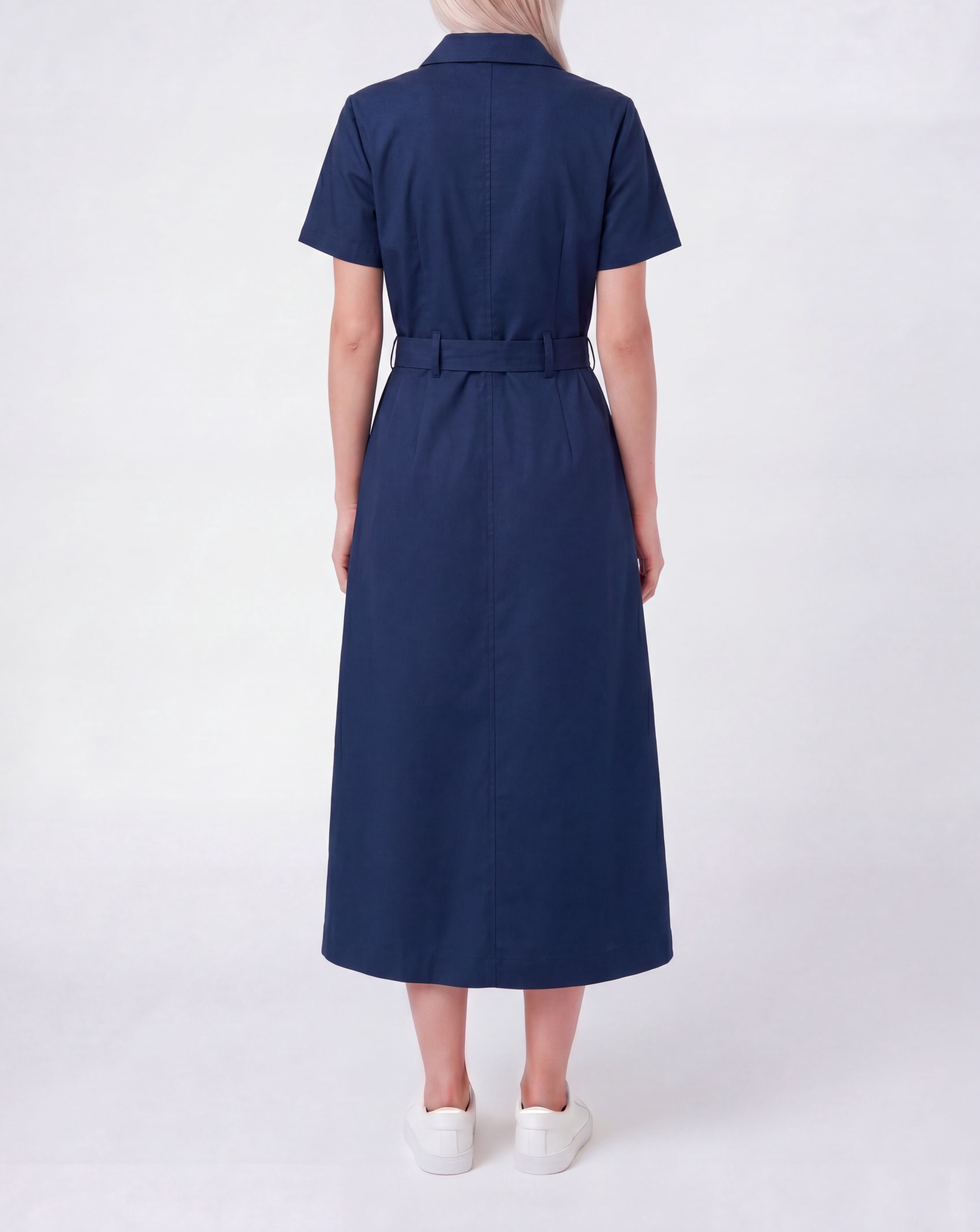 Millenium Women's Printed Short Sleeve 4 Pocket Belted Midi Dress