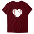thumbnail image 4 of Gibobby Blusa Manga Larga Mujer Blusa informal con cuello redondo para mujer, camiseta de manga corta con estampado de colores y costuras, camiseta de vacaciones（Vino， M), 4 of 5