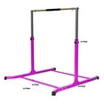 thumbnail image 3 of GymPro Expandable Gymnastics Kip Bar Horizontal Bar Junior Gymnastic Training High Bar Asymmetric Bar 13 Level Height Adjustable 3 to 5 FT Cushioned Bar & Curved Legs (Purple), 3 of 8